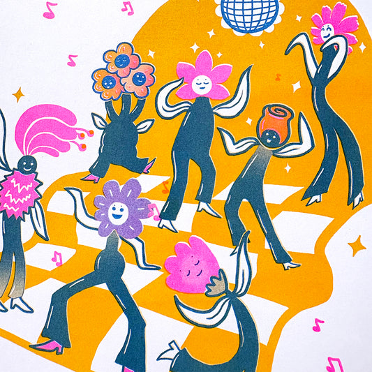 Flower Party Risograph Print - *New Colorway*