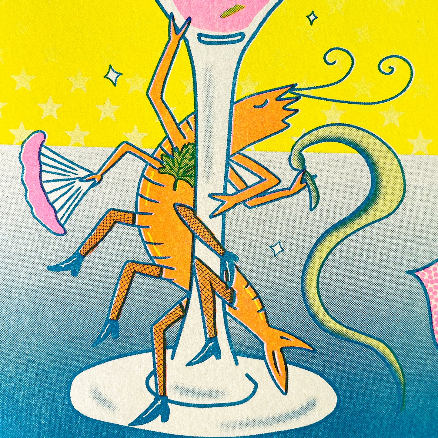 Pink Prawny Club - Risograph Print