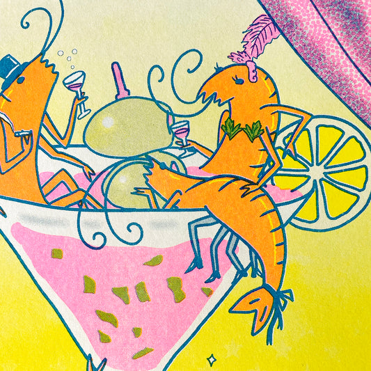 Pink Prawny Club - Risograph Print