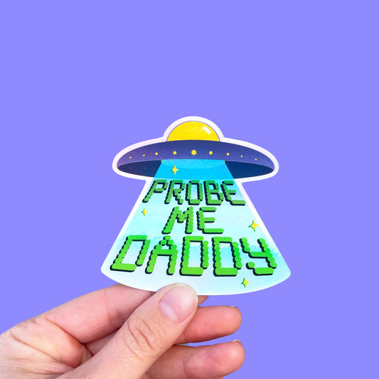 Abduct Me Holographic Sticker