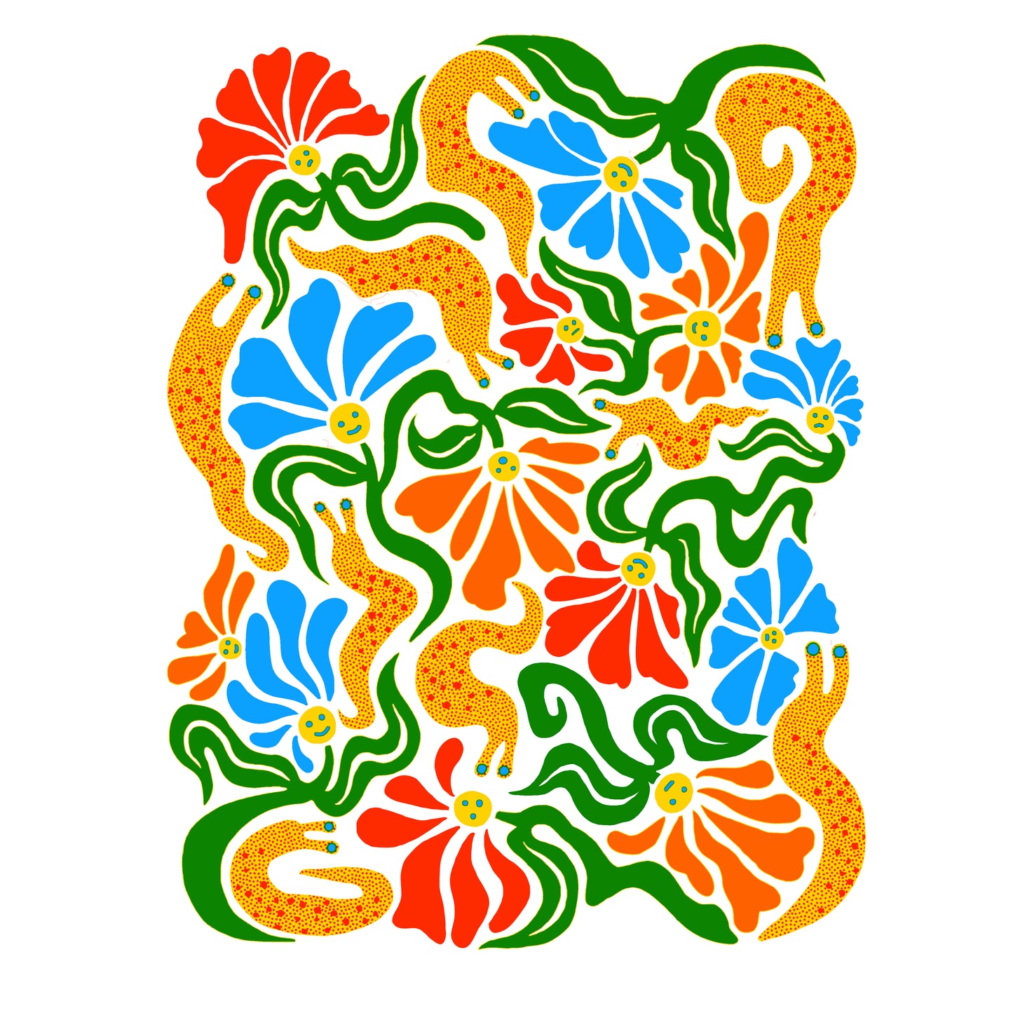 Sluggo's Garden Cotton Screen Printed T Shirt- Cream