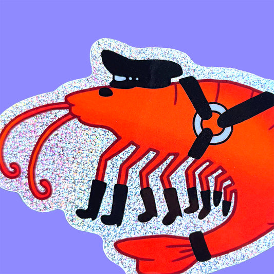 Shrimp Daddy Glitter Vinyl Sticker