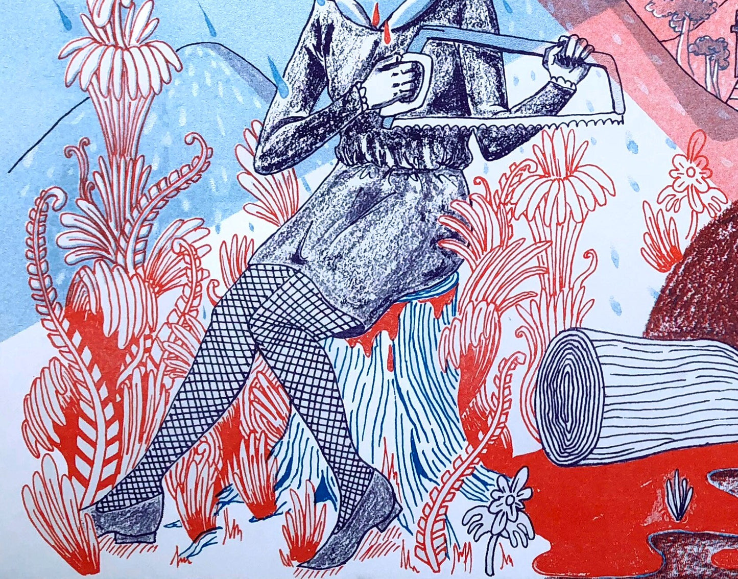 Love Me Black & Blue- Risograph Print