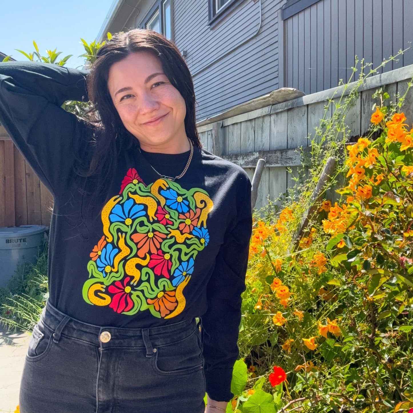 Sluggo's Garden - Screen Printed Long Sleeve - Black - L & XL LEFT