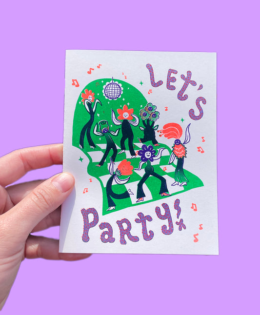 LETS PARTY - Risograph Greeting Card