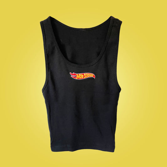 Not Stoked - Embroidered Cotton Crop Tank
