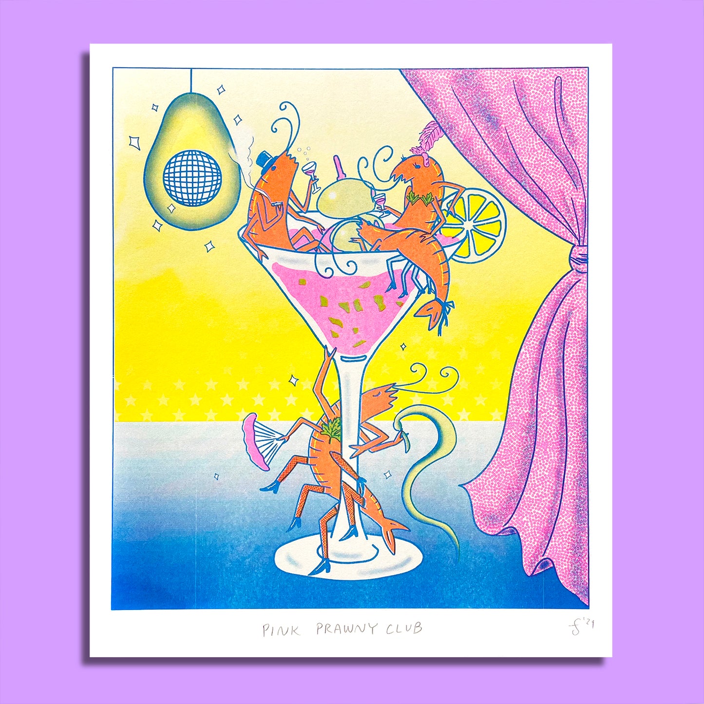 Pink Prawny Club - Risograph Print
