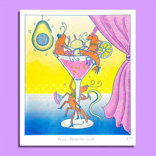 Pink Prawny Club - Risograph Print