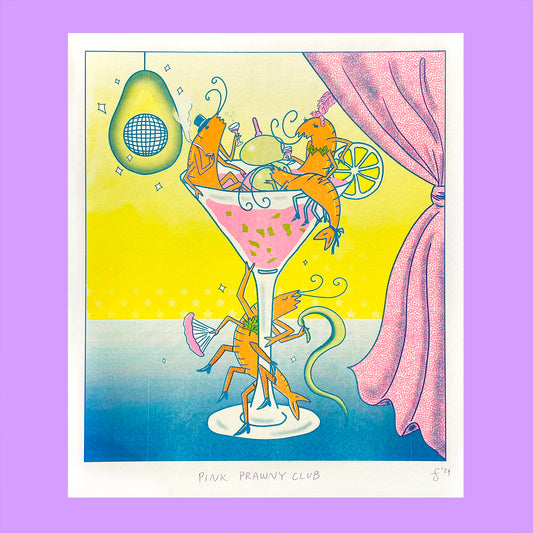 Pink Prawny Club - Risograph Print
