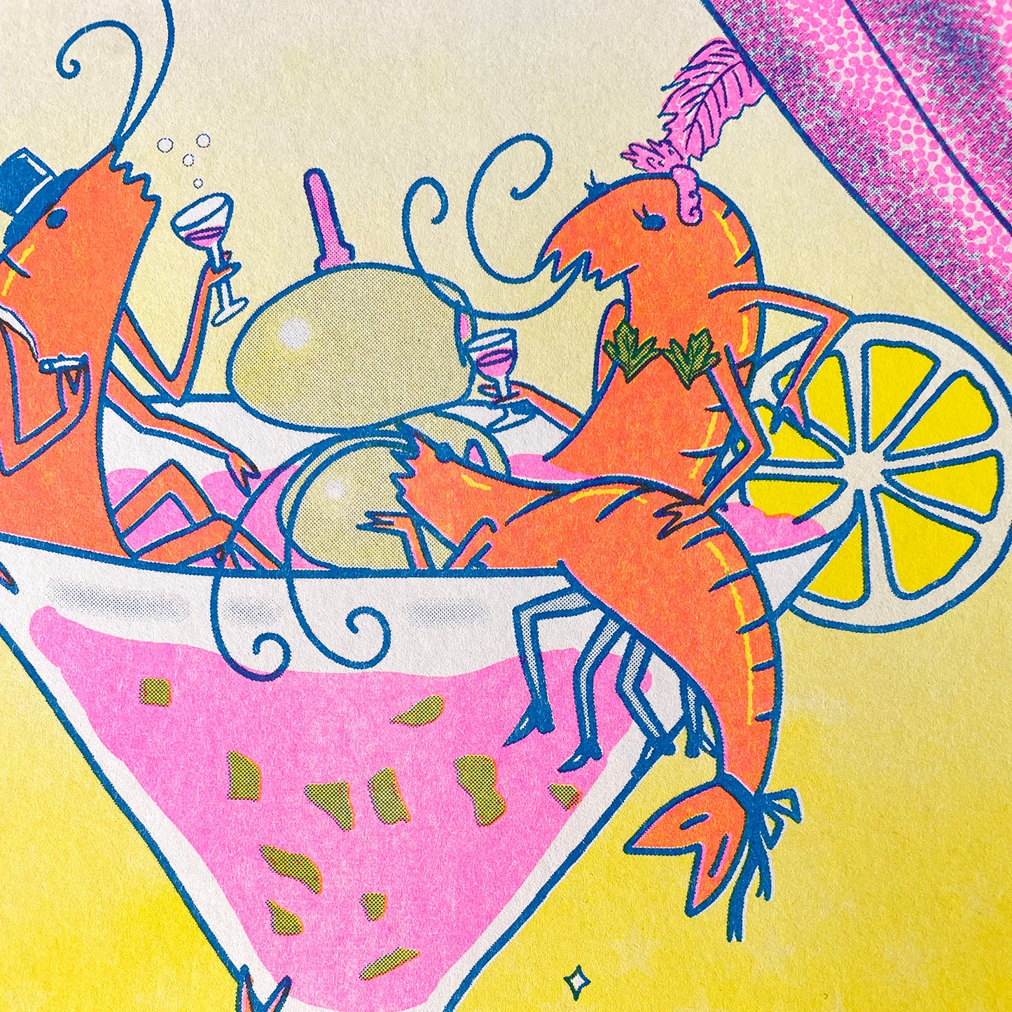 Pink Prawny Club - Risograph Print