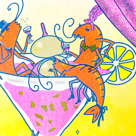 Pink Prawny Club - Risograph Print