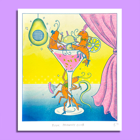 Pink Prawny Club - Risograph Print