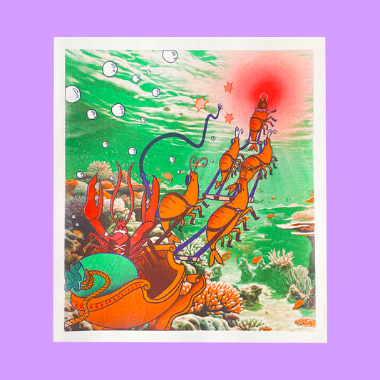 Merry Shrimpmas - Risograph Print