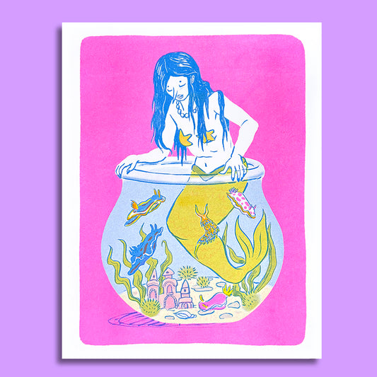 Mermaid & Her Nudis - Risograph Print