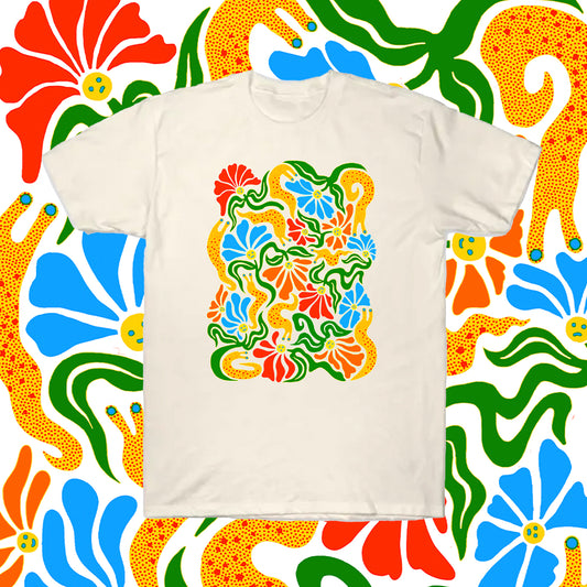 *Pre-Order* Sluggo's Garden Cotton Screen Printed T Shirt- Cream