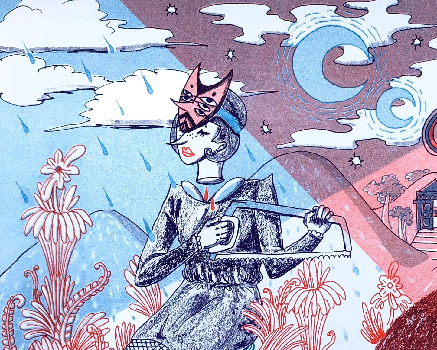 Love Me Black & Blue- Risograph Print