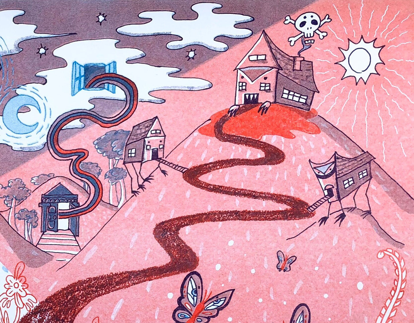 Love Me Black & Blue- Risograph Print