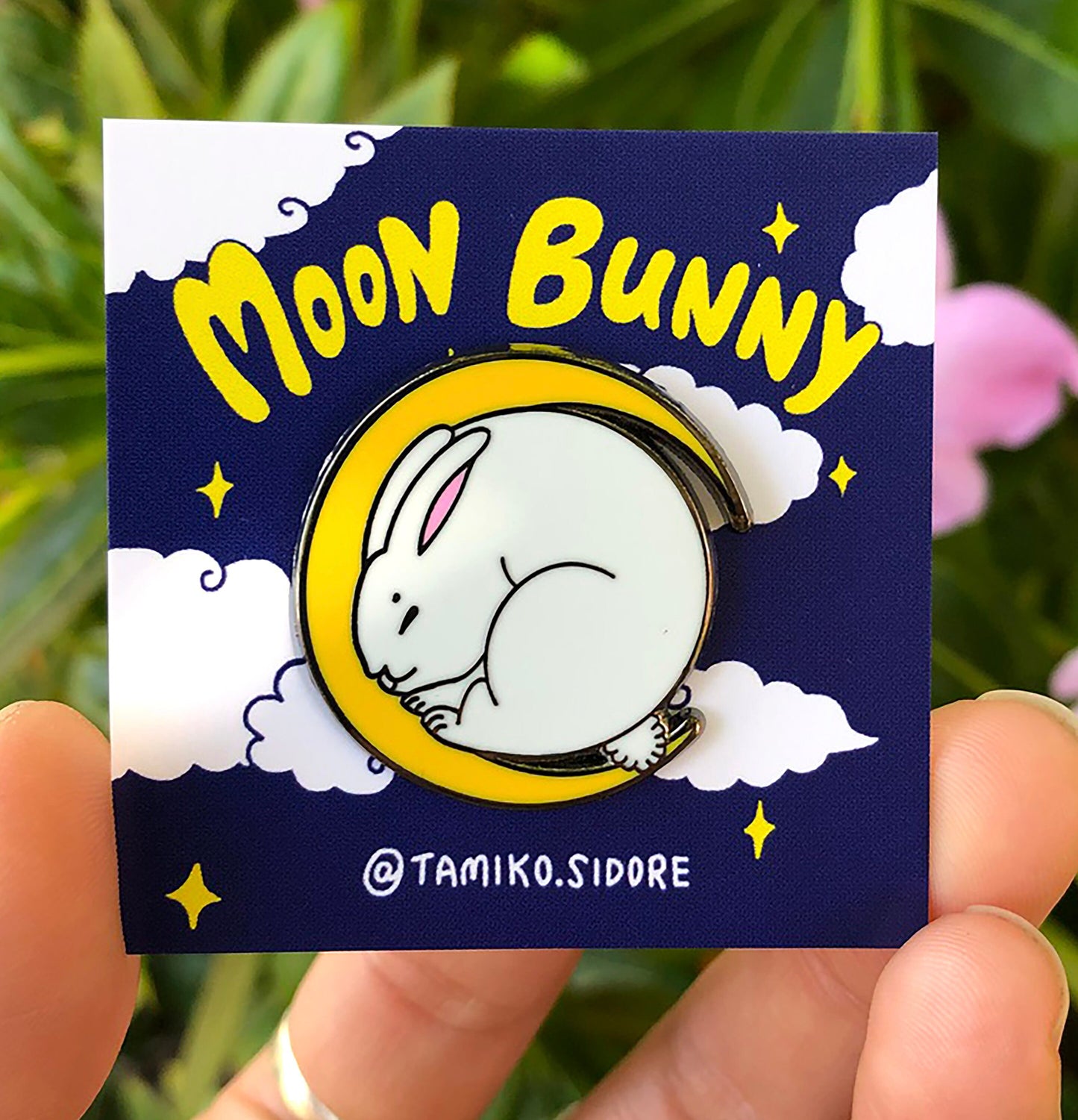 Crescent Moon Bunny Enamel Pin
